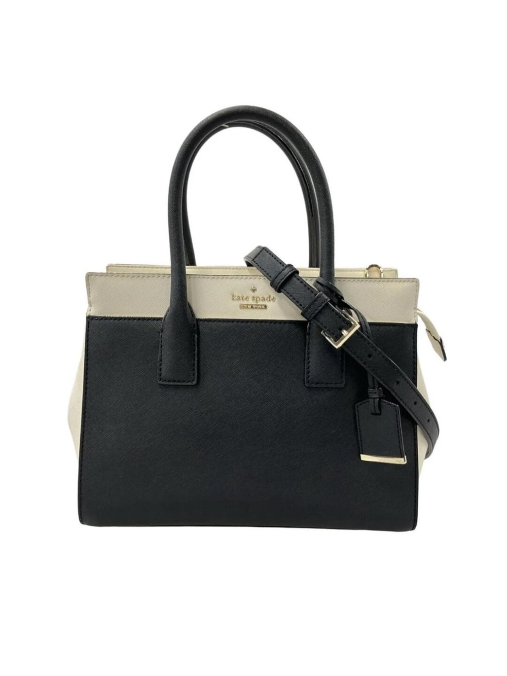 kate spade Two-Tone Black and Cream Leather Satchel